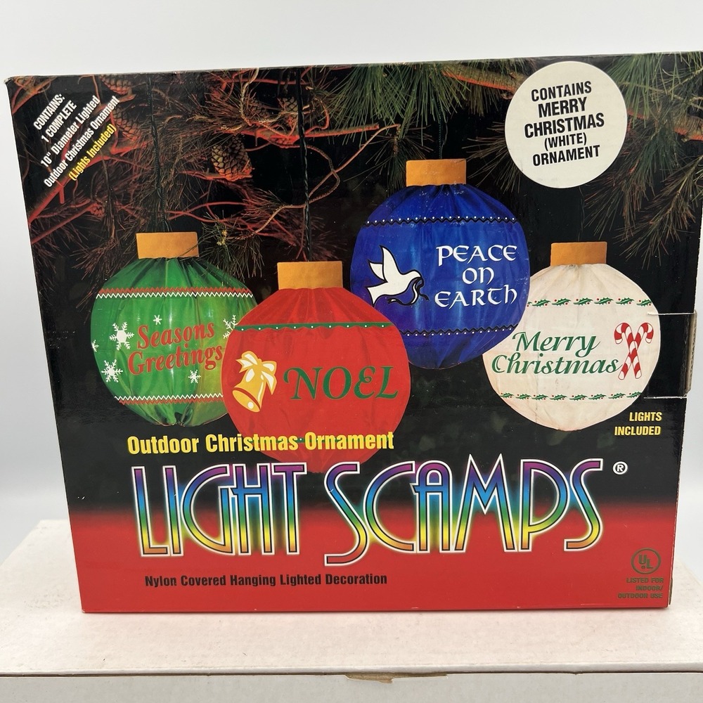 Light Scamps Outdoor Christmas Ornament Set‎ Hanging Lights Vintage New In Box